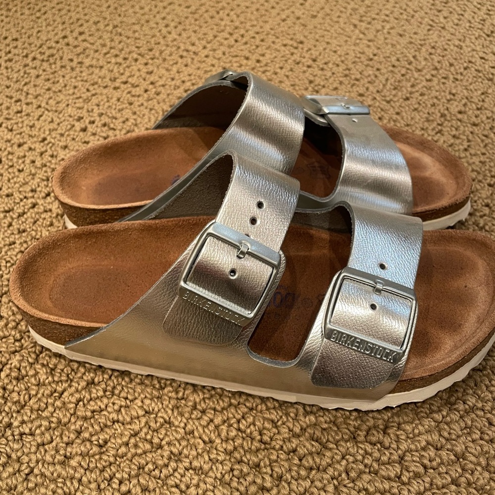 Birkenstock Silver Metallic Sandals